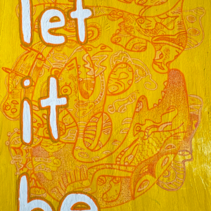 "let it be" yellow sun original acrylic painting on canvas