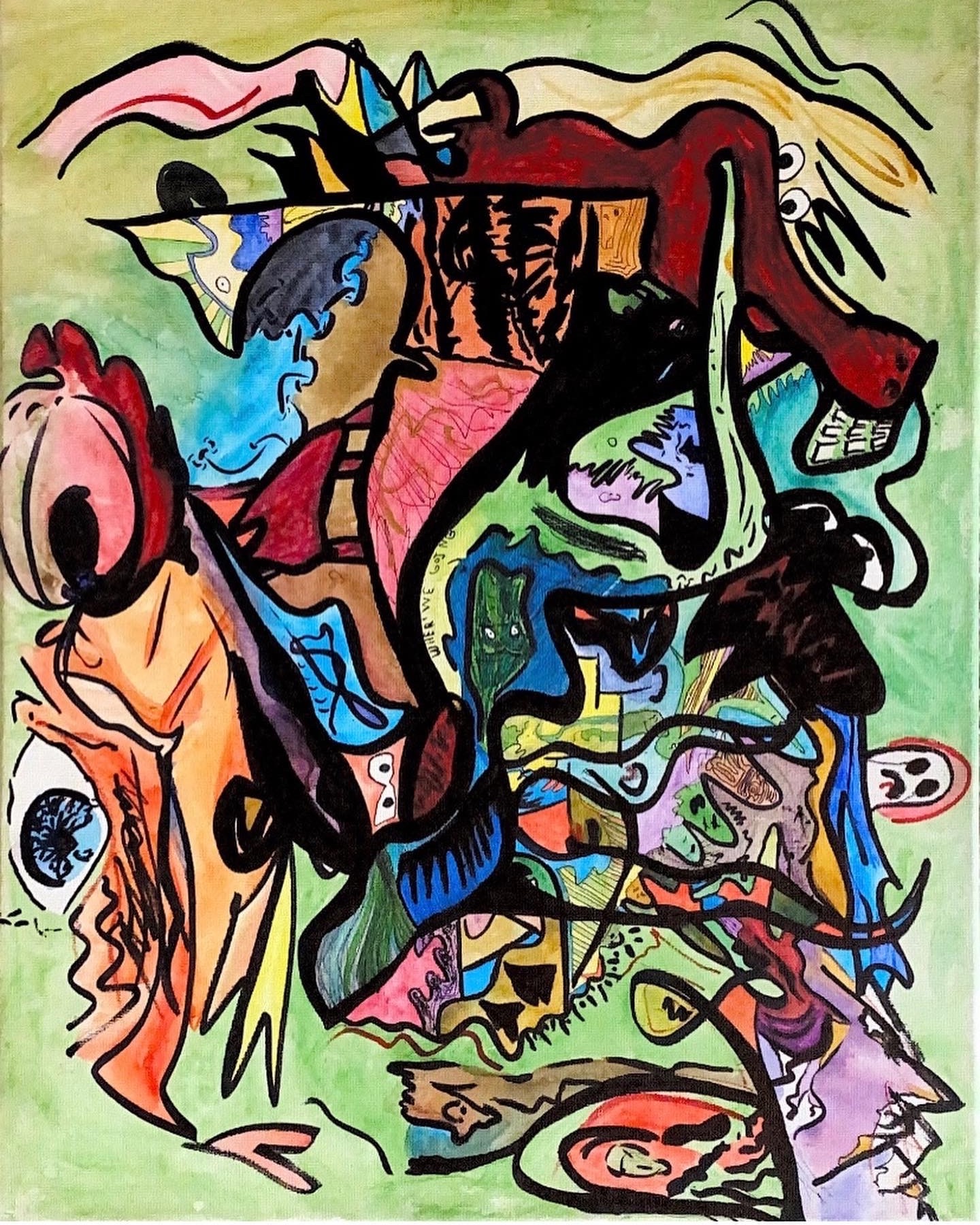 pinkeye fox (ink and watercolor on 22" x 28" canvas)