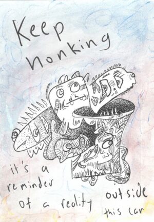 ‘keep honking’ original doodle